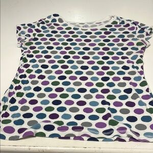 Arizona XL Short Sleeve White Multi Color Polka Dot T Shirt